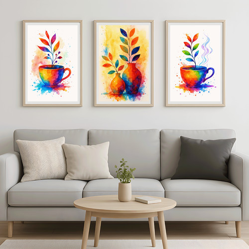 Rainbow watercolor posters set - rainbow,