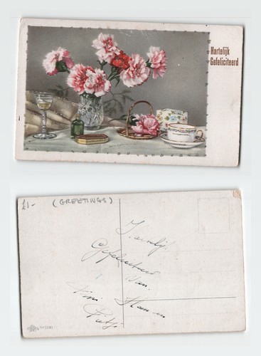 Vintage postcard floral still - vintage,