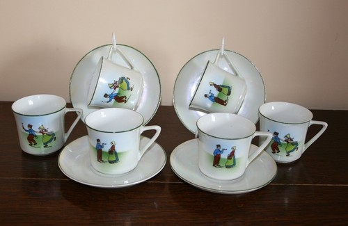 Bohemian cups saucers - bohemian,