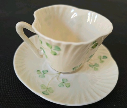 Belleek teacup and saucer - teacup,