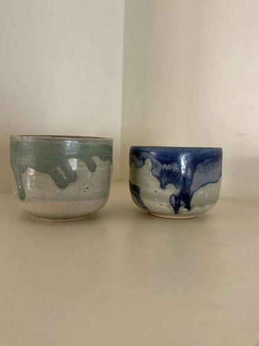 Pair studio pottery yunomis - studio,