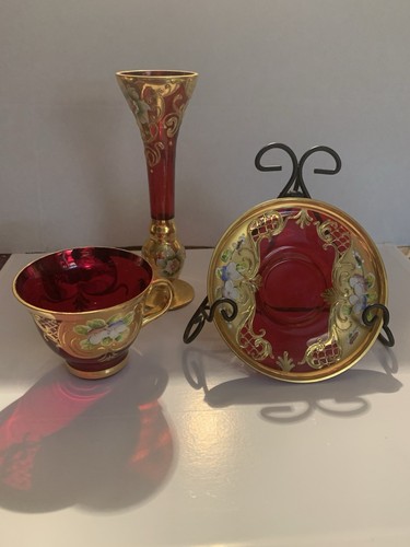 Vtg murano venezia cranberry - murano,